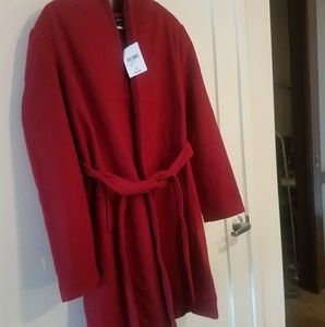 Forever 21 Burgundy hooded wrap coat NWT